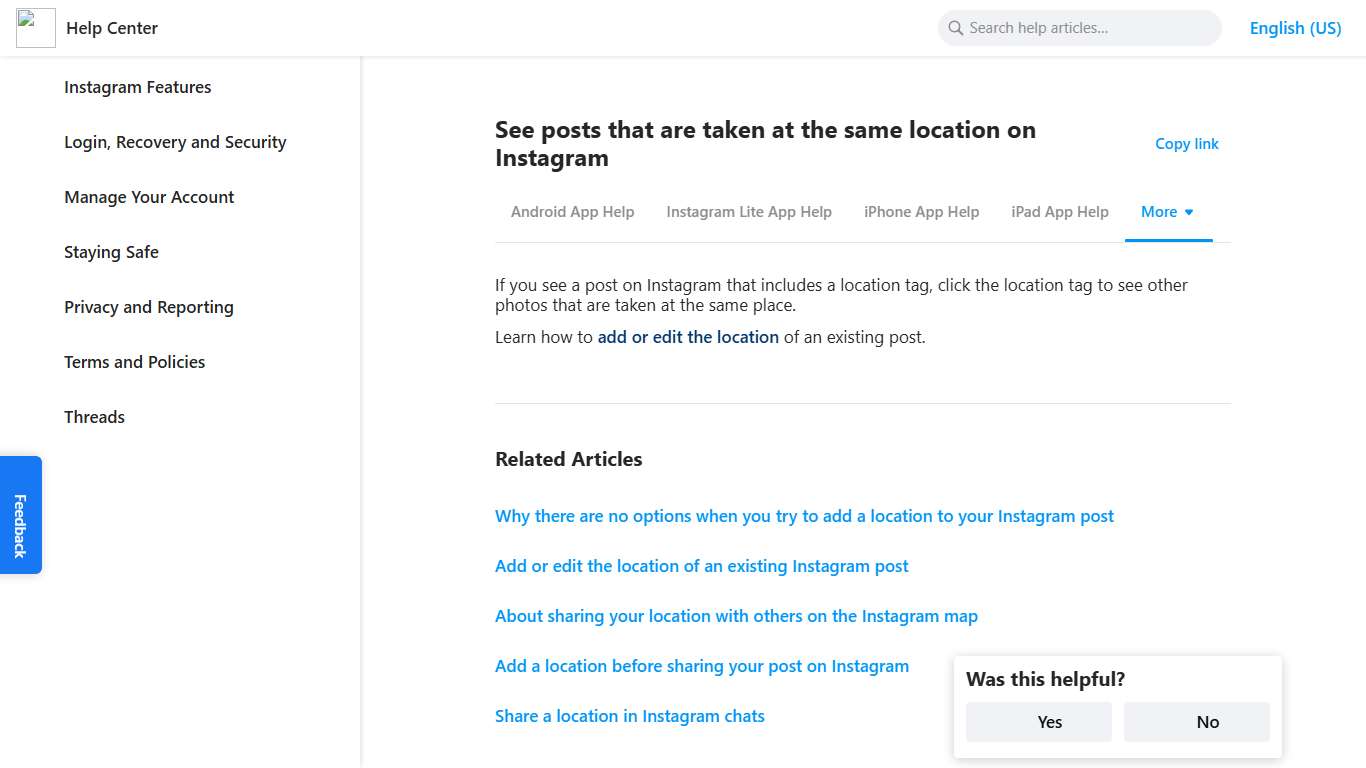 See posts that are taken at the same location on Instagram | Instagram Help Center
