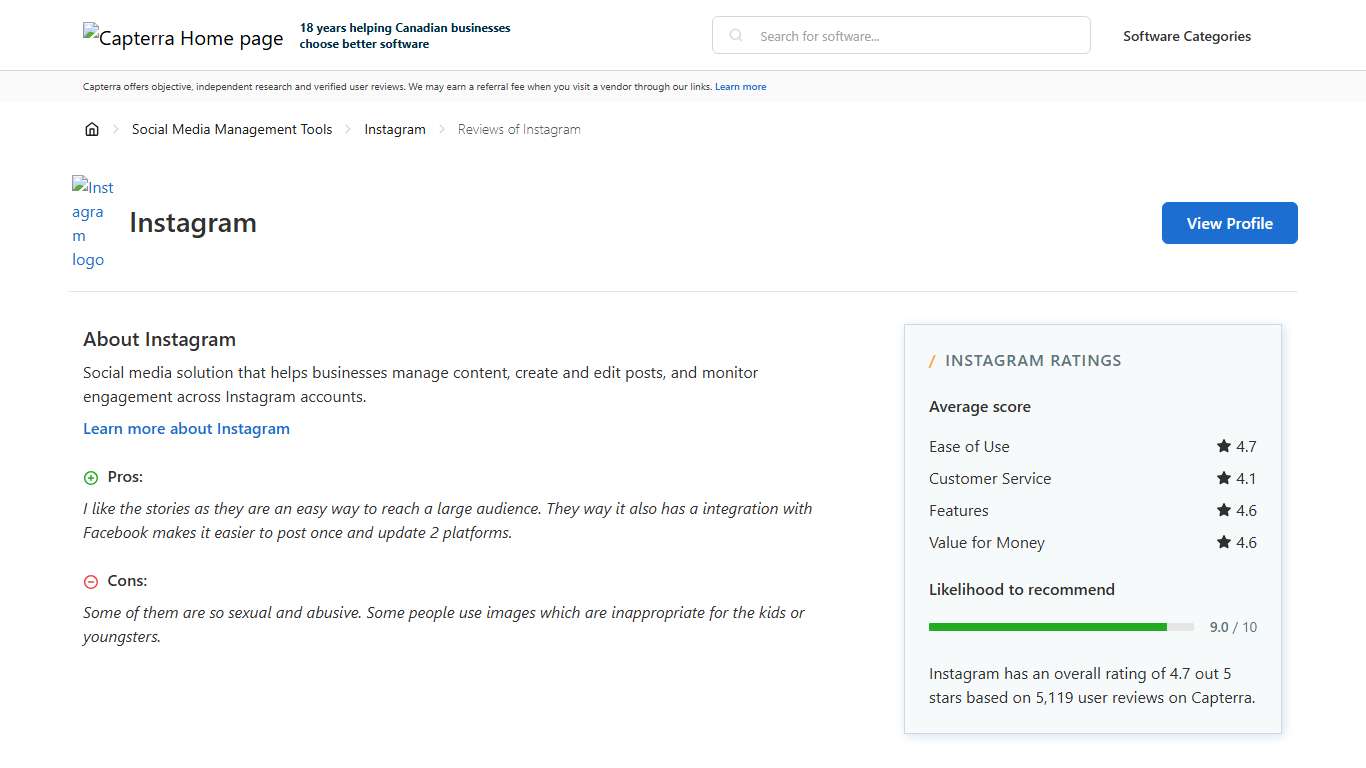 Instagram Reviews from Verified Users - Capterra Canada 2026